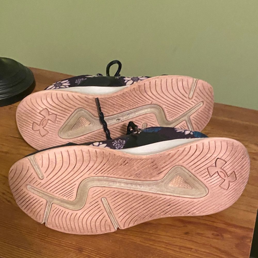 Under Armour Black with Pink and Teal Floral Tennis Shoes - Picture 5 of 7